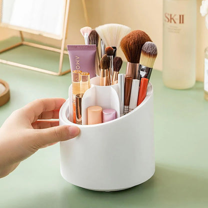 360° Rotating Makeup Brush Storage Box Portable Desktop Cosmetic Organizer,7 Slots Transparent Makeup Brush Box Dust Free Makeup Brush Organizer for Display Stand Bedroom Dresser Bathroom Counter Top