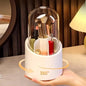 360° Rotating Makeup Brush Storage Box Portable Desktop Cosmetic Organizer,7 Slots Transparent Makeup Brush Box Dust Free Makeup Brush Organizer for Display Stand Bedroom Dresser Bathroom Counter Top