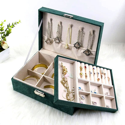 Large Jewellery Organizer Box for Women – PU Leather Storage Case with Lock – Classic Style – All Season