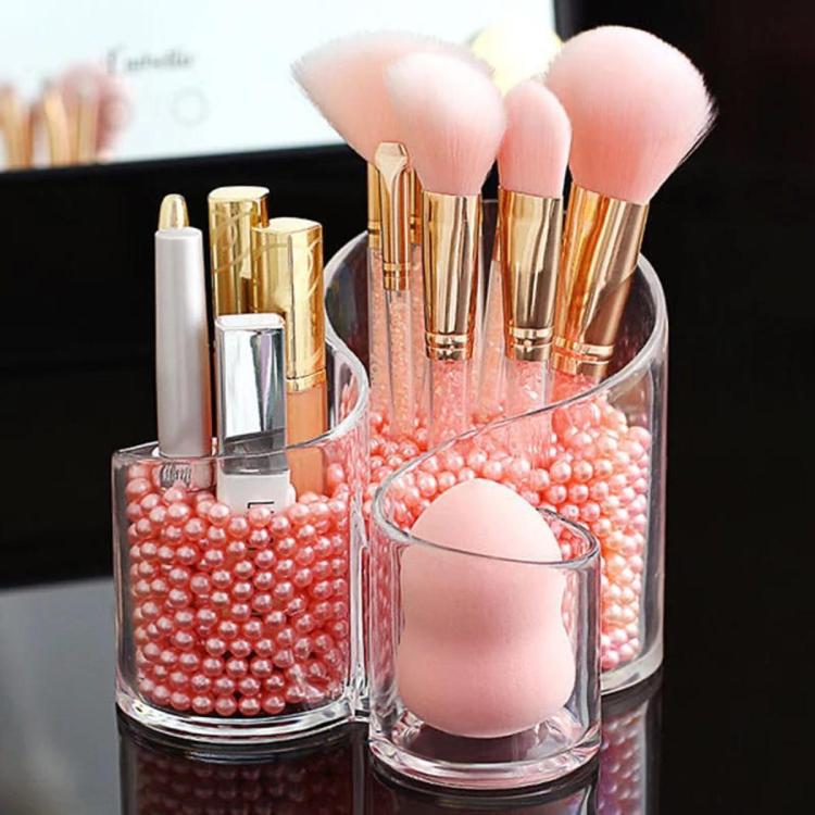 Acrylic Makeup Organizer Storage Box – Multi-Compartment Cosmetic Holder for Brushes, Lipsticks, Jewelry & Accessories – Clear Plastic Desktop Storage Box for Vanity, Bathroom & Office Supplies – Durable & Stylish Organizer